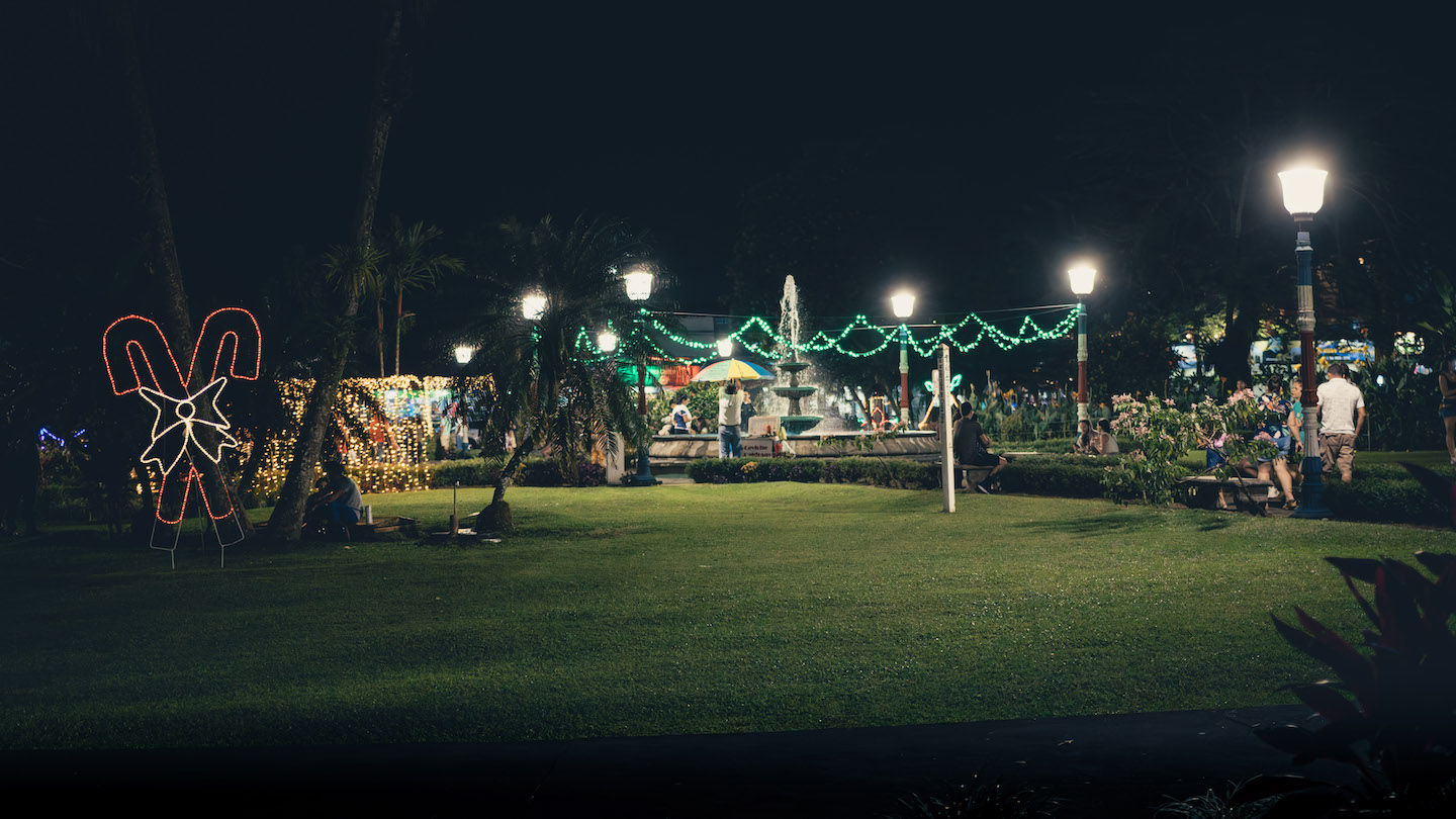 Christmas lights in La Fortuna