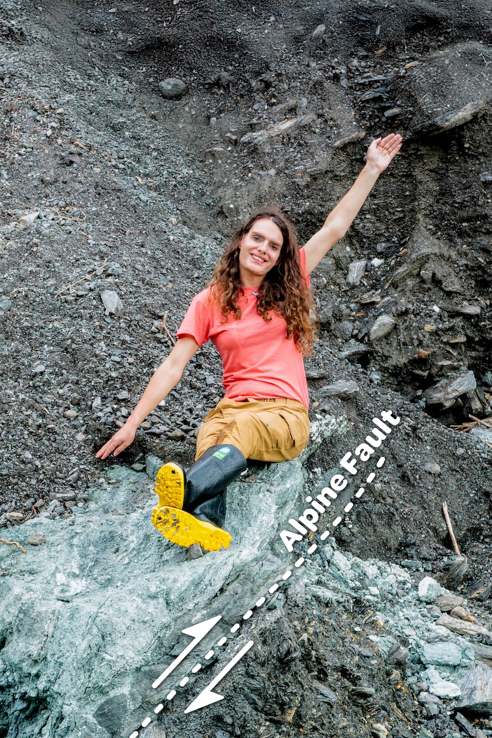 Photo of Alex Clarke on the Alpine Fault, New Zealand
