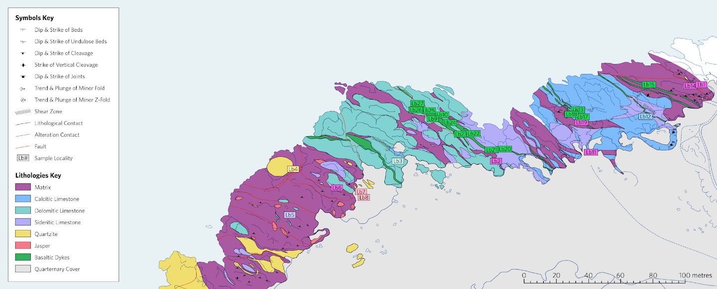 Geological Map of Gwna Mélange at Llanbadrig