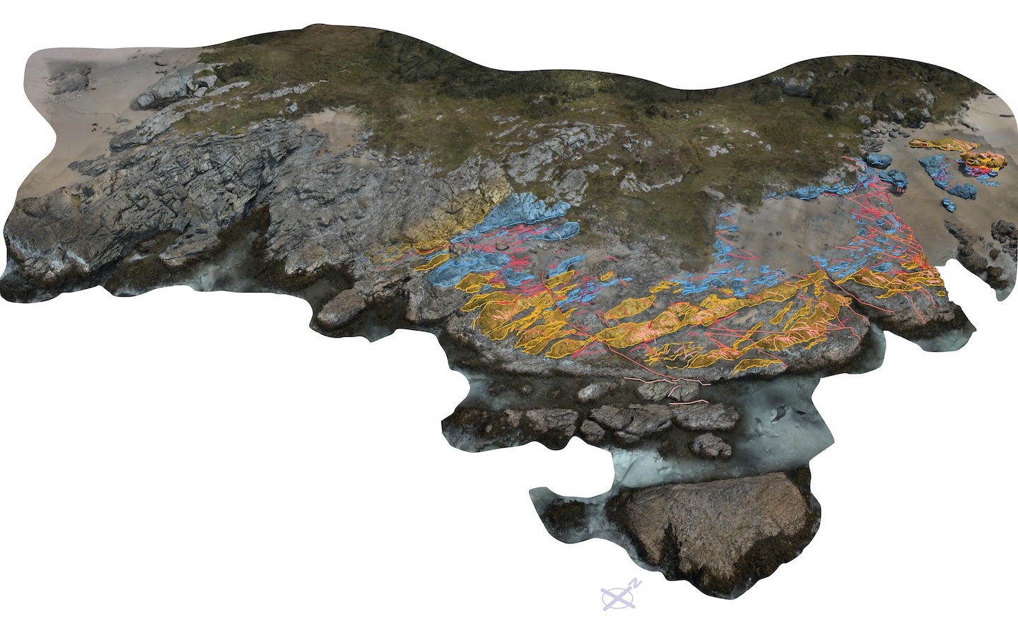 Interpreted outcrop model from the Chrystalls Beach Mélange