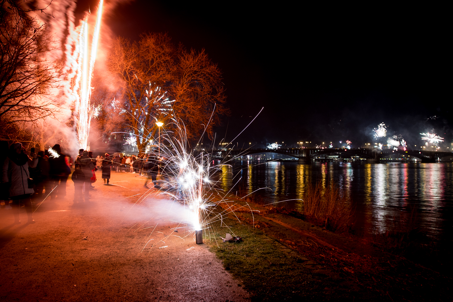 Fireworks on the banks of the Rhein