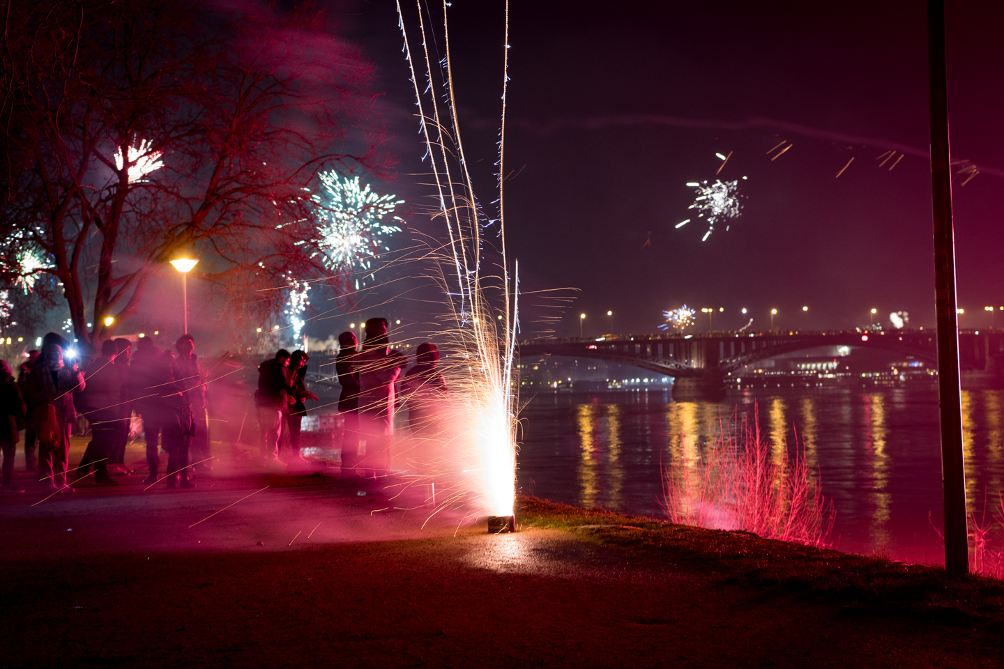 Fireworks on the banks of the Rhein