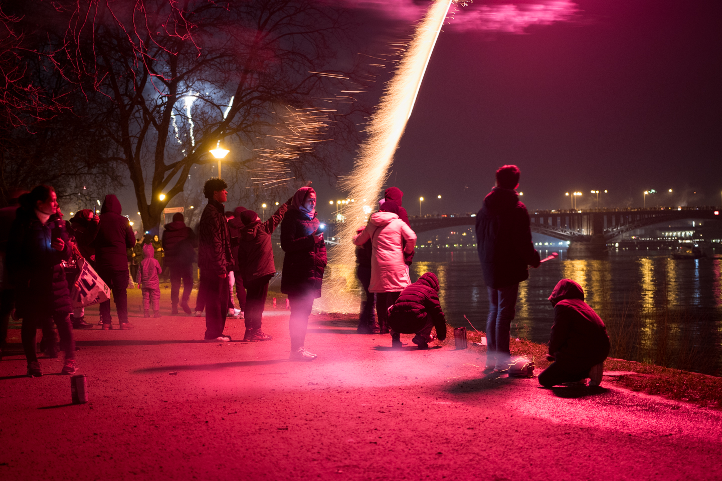 Fireworks on the banks of the Rhein