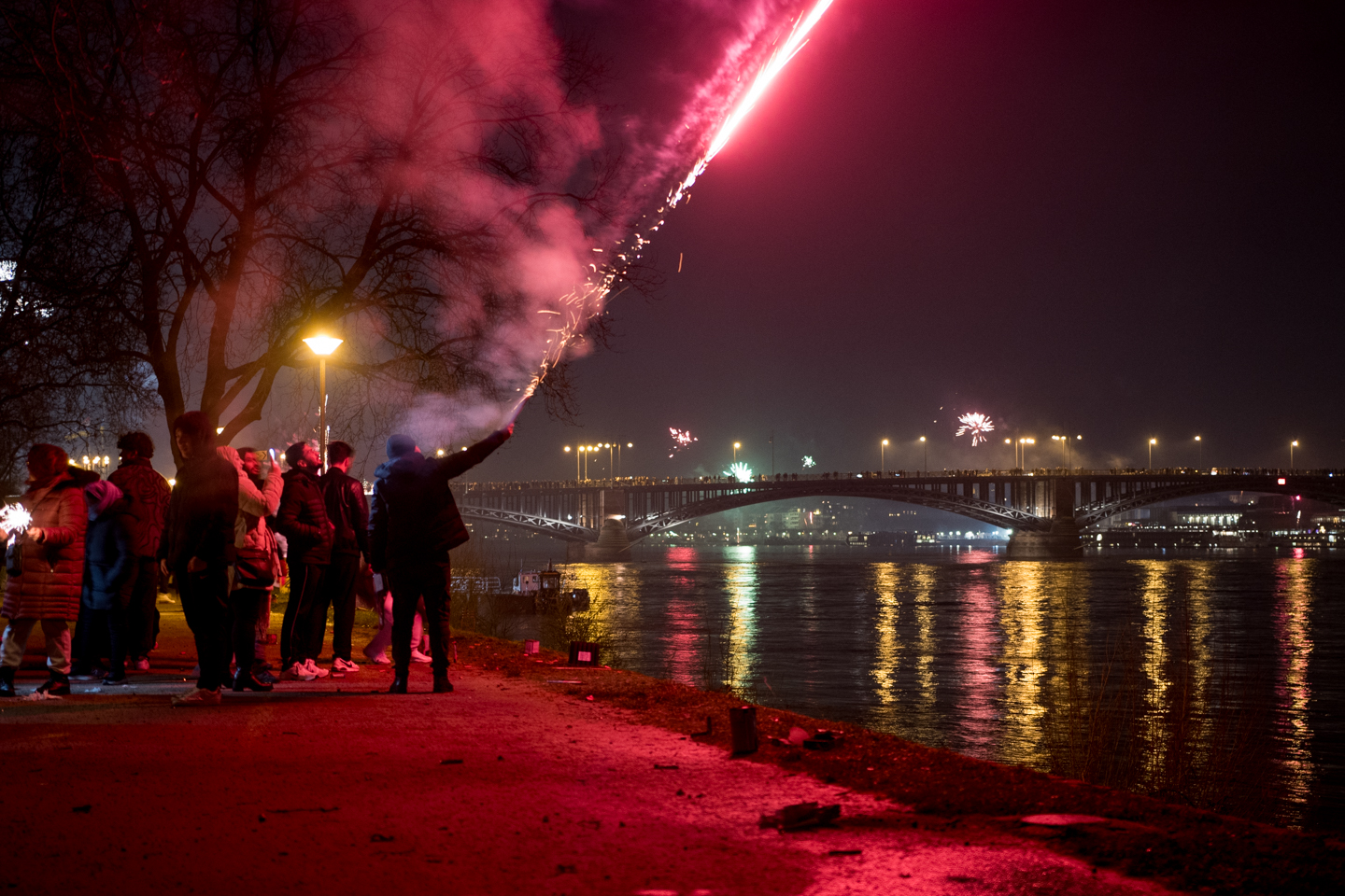 Fireworks on the banks of the Rhein