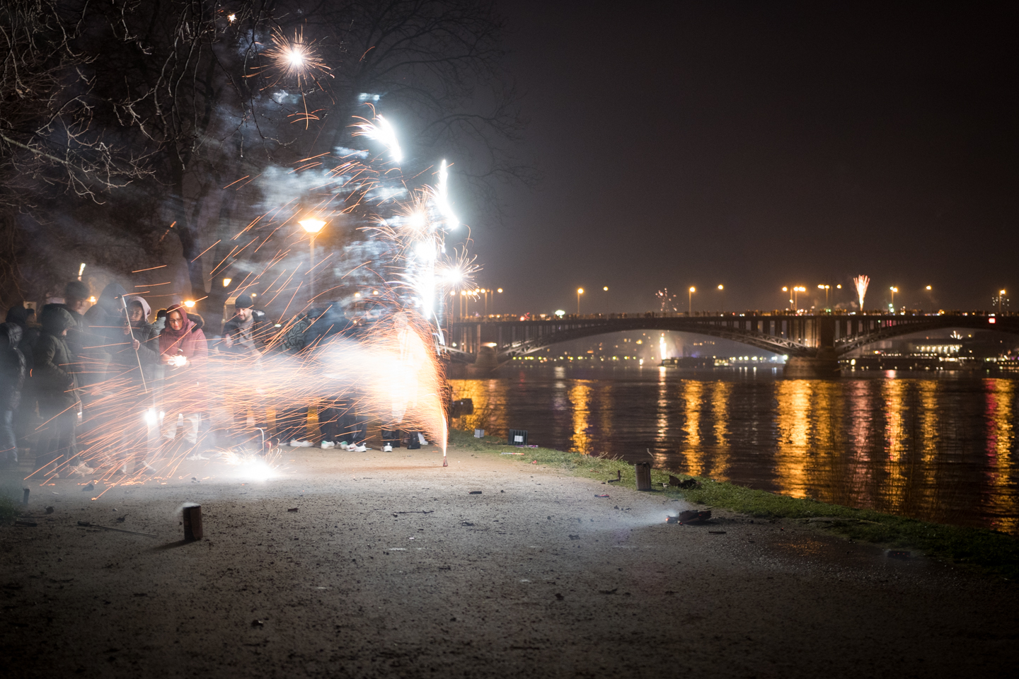Fireworks on the banks of the Rhein