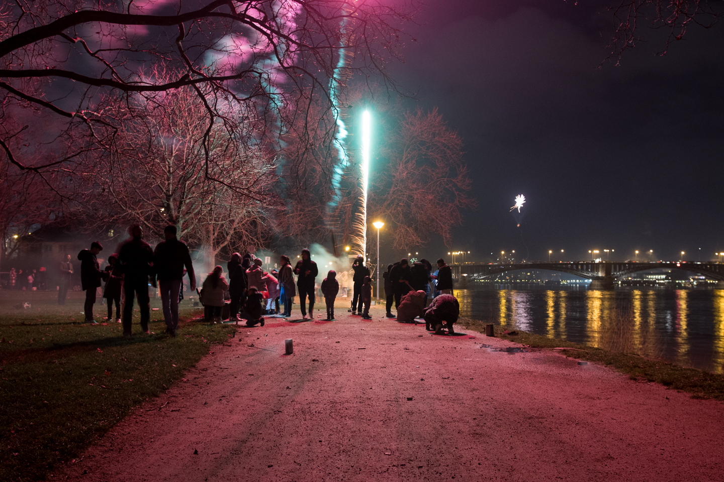 Fireworks on the banks of the Rhein